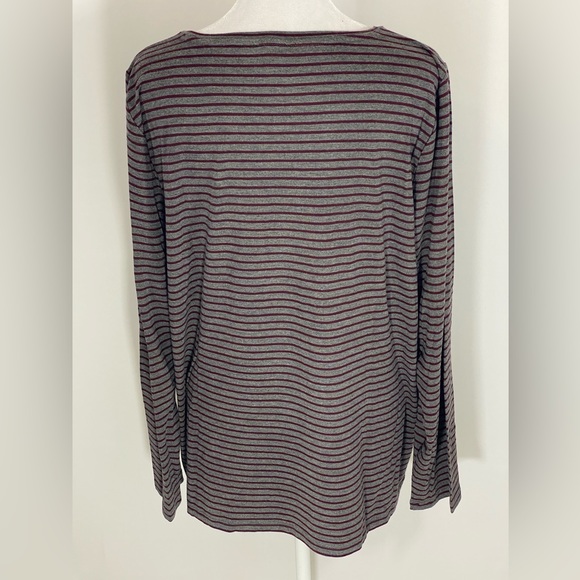 NWT Talbots Gray and Wine Striped Long Sleeve Tee Top, XL - Picture 6 of 6